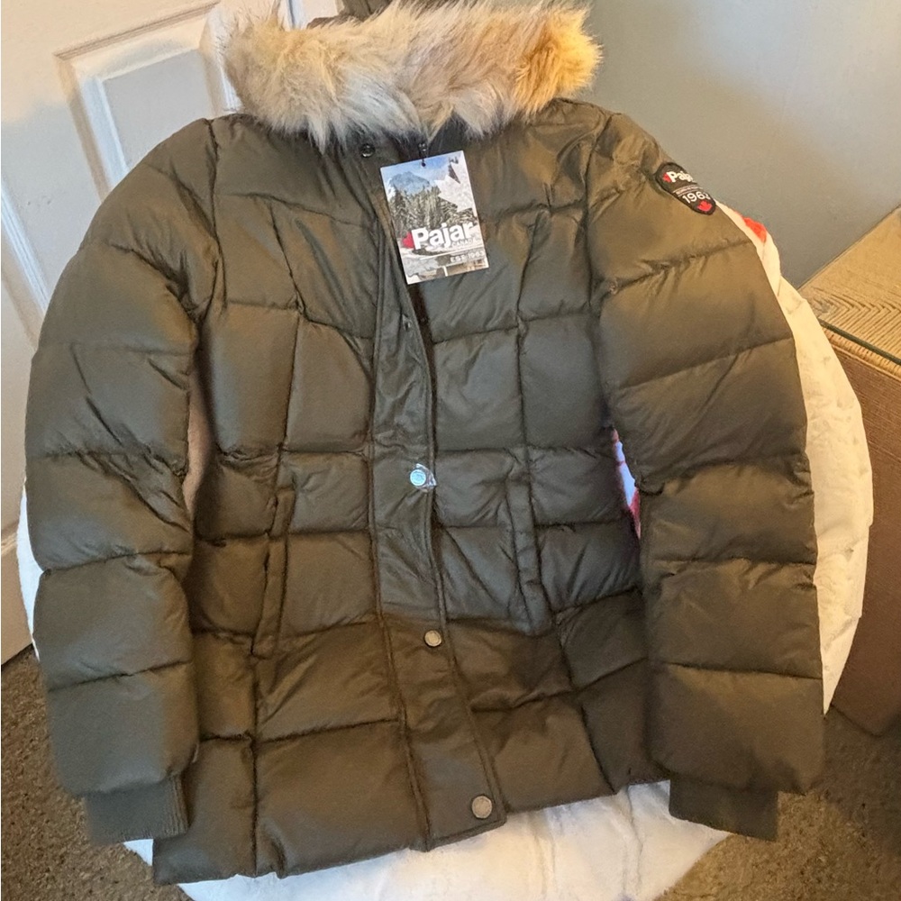 Pajar Canada military green down winter coat thigh length. New with tags.